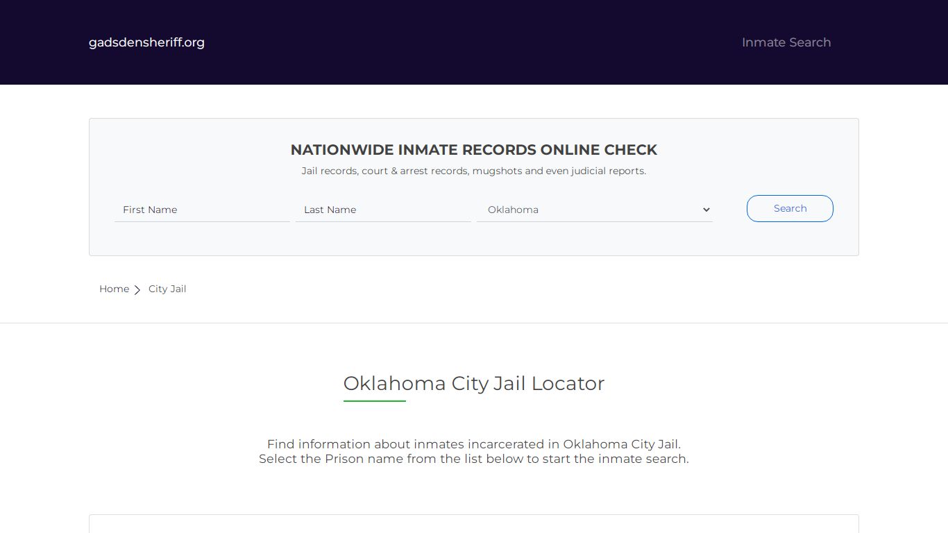 Oklahoma City Jail Inmate Search | Free Inmate Lookup - Gadsden County