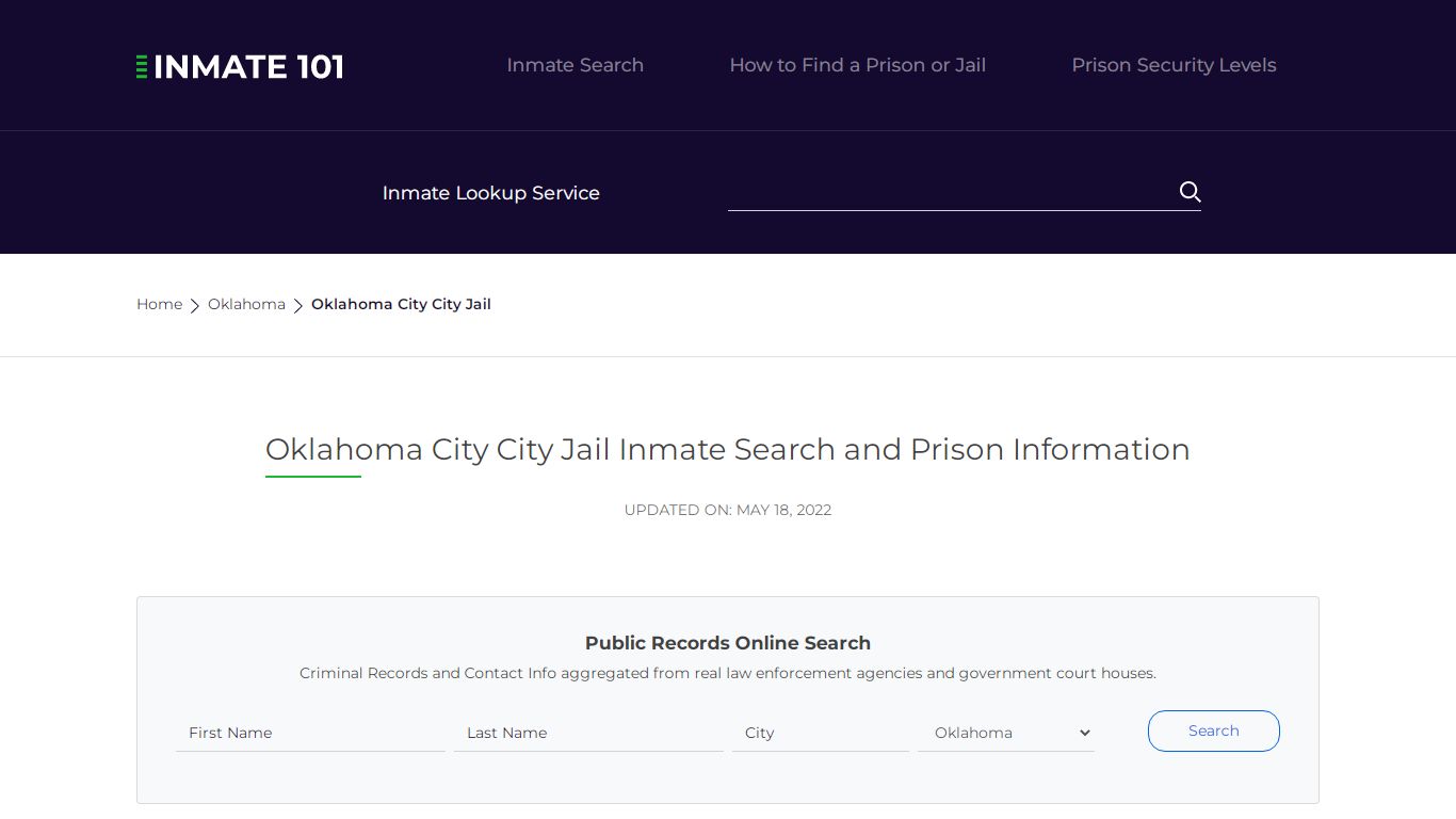 Oklahoma City City Jail Inmate Search and Prison Information