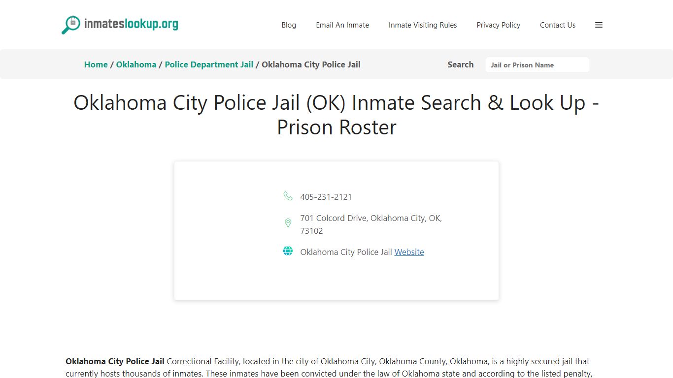 Oklahoma City Police Jail (OK) Inmate Search & Look Up - Prison Roster